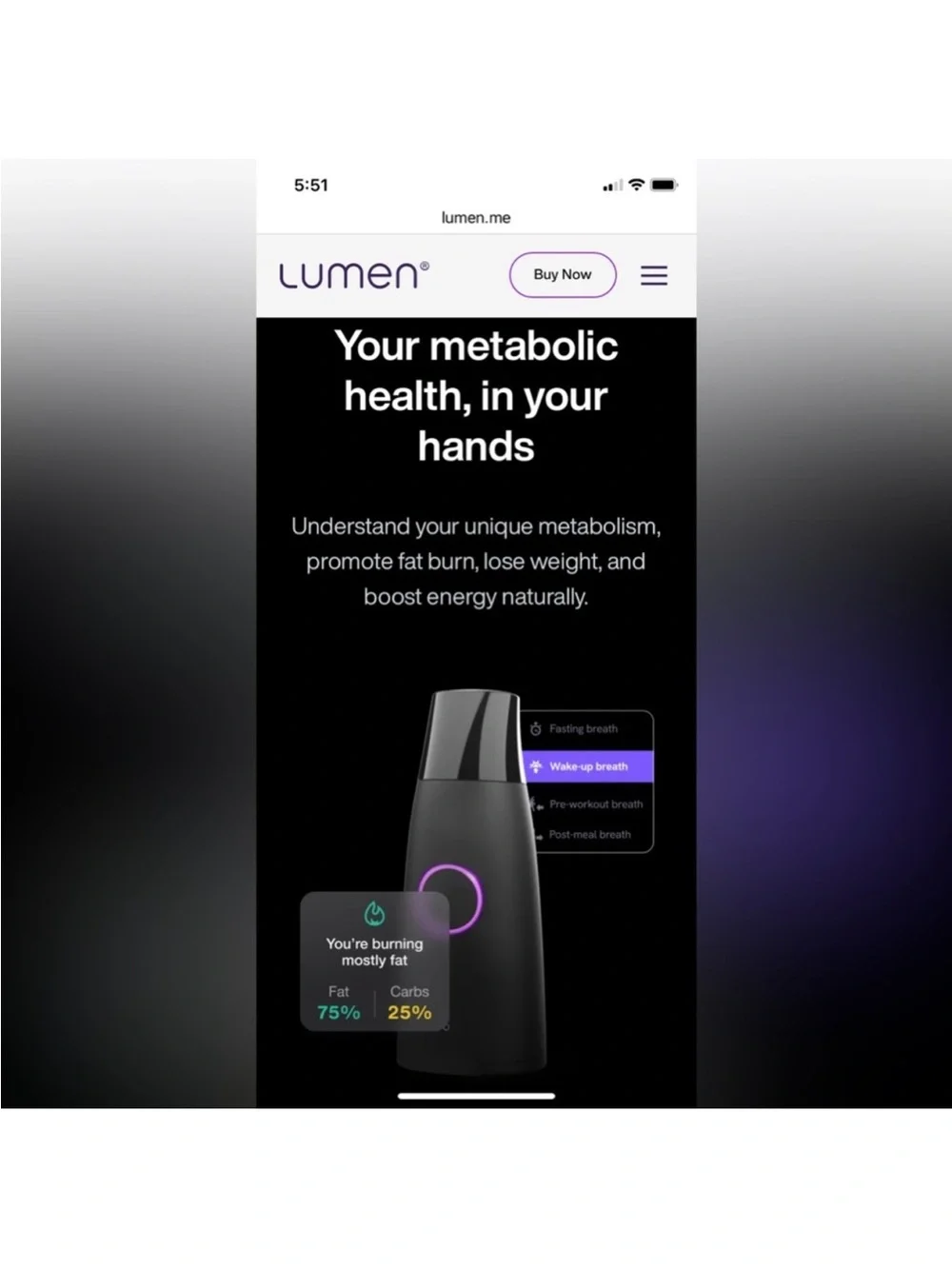Lumens Breath Metabolic Tracker - Black with Purple Ring